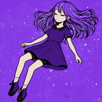 realistic girl floating