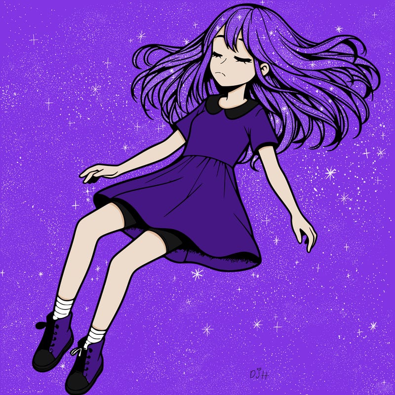 realistic girl floating