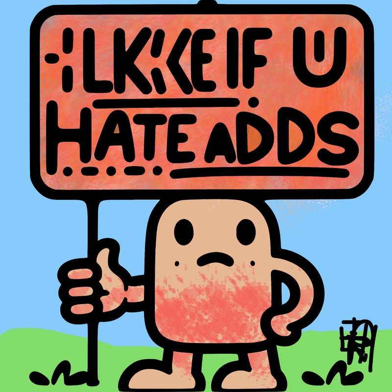 sign that says like if u hate adds