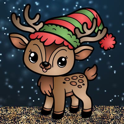 christmas reindeer with santa hat
