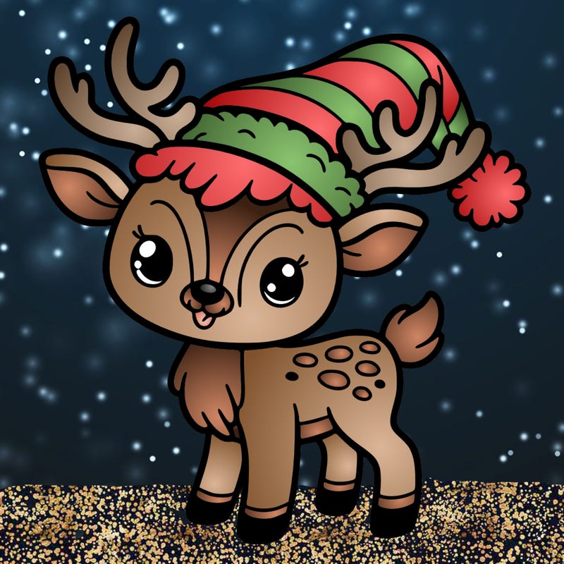 christmas reindeer with santa hat