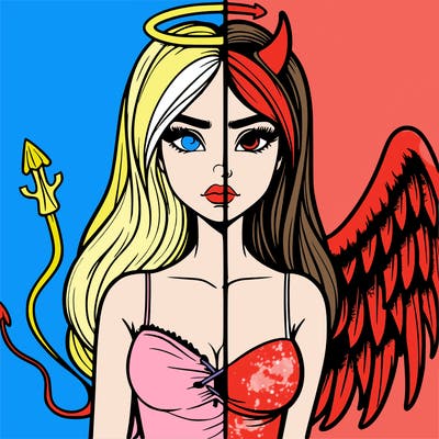 devil vs angel realistic girl