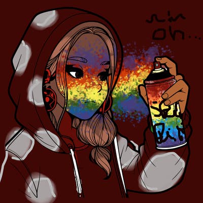 a realistic girl, spray painting