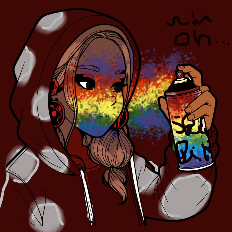 a realistic girl, spray painting