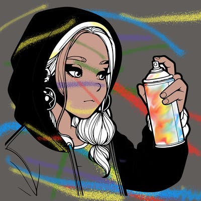 a realistic girl, spray painting