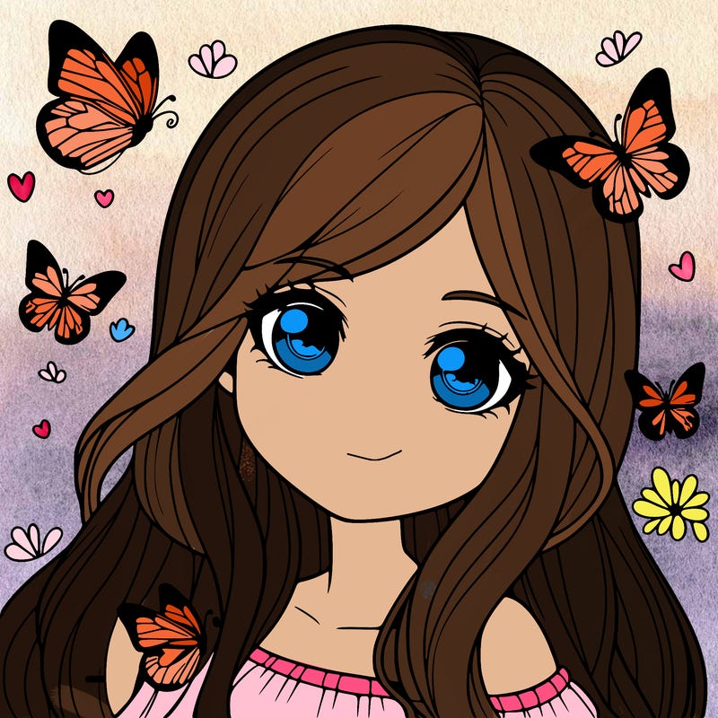 realistic girl with butterflies around her