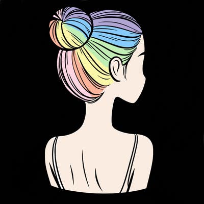 a woman with tight back hair and her face. not covered by any hair.