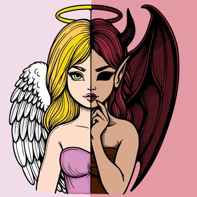 realistic angel half demon