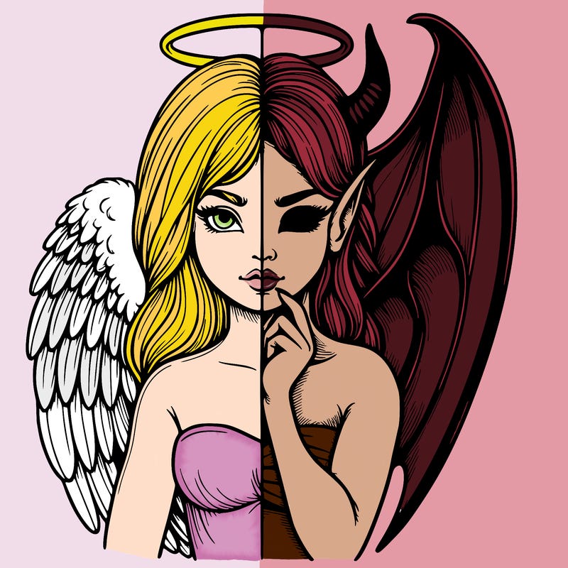 realistic angel half demon