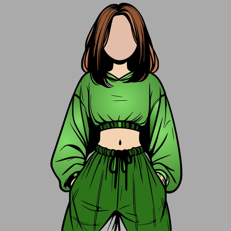 realistic girl faceless with baggy pants and a crop top