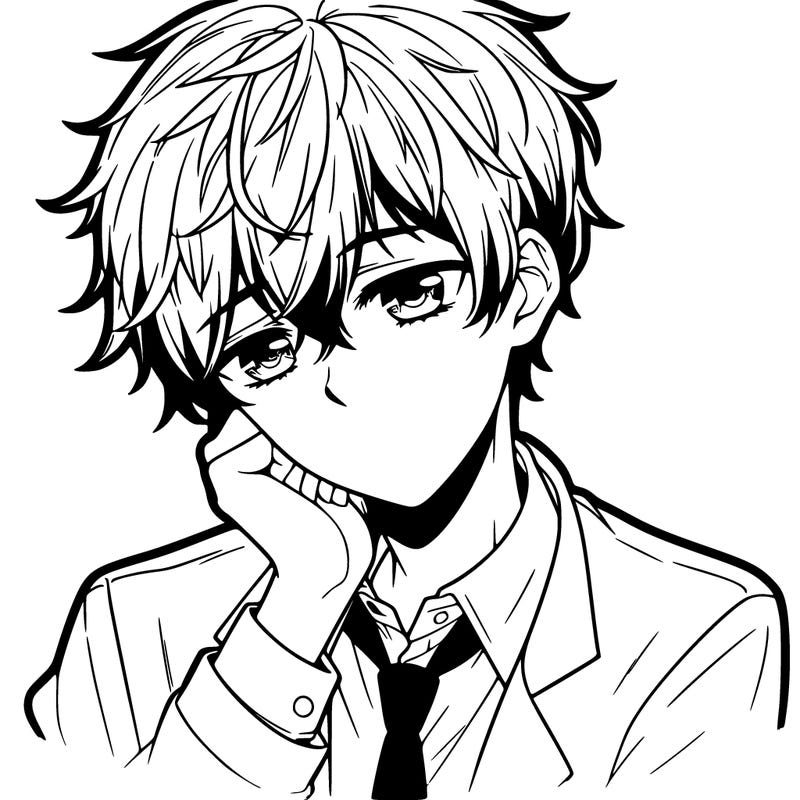 anime sad boy realistic