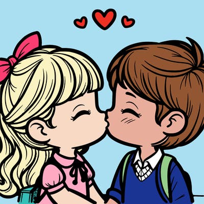 boy and girl kissing