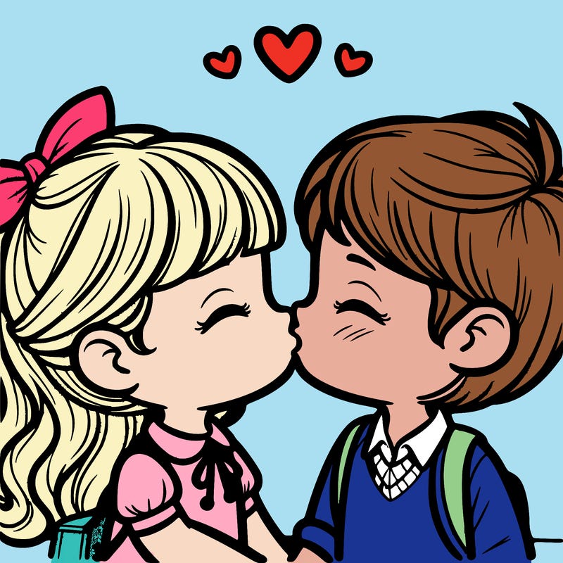 boy and girl kissing