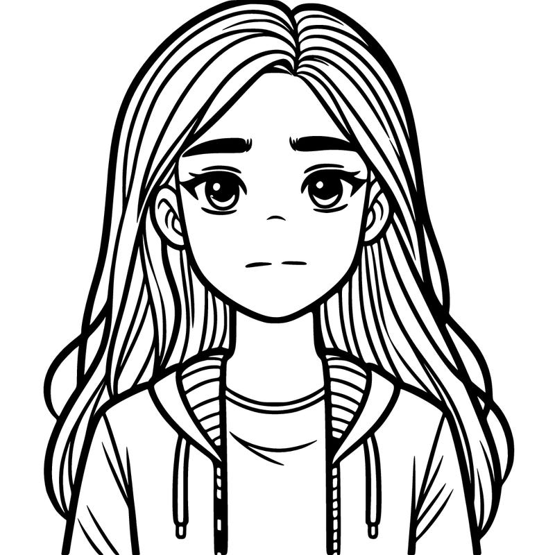 teenager not smiling long hair