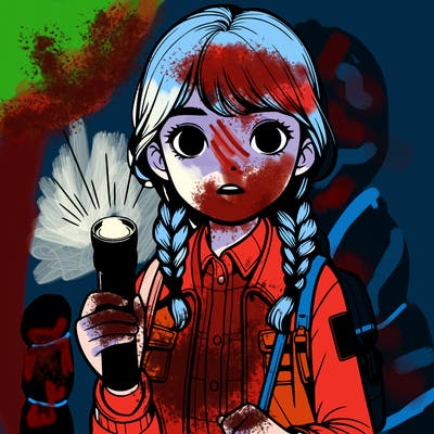 realistic girl with flashlight
