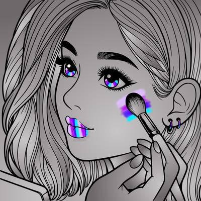 a realistic girl doing her makeup