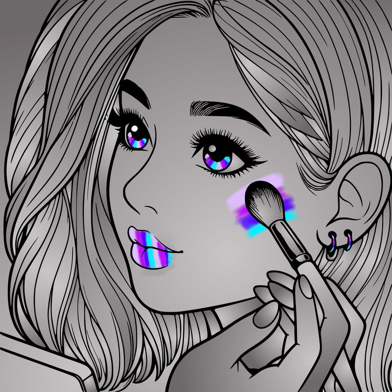 a realistic girl doing her makeup