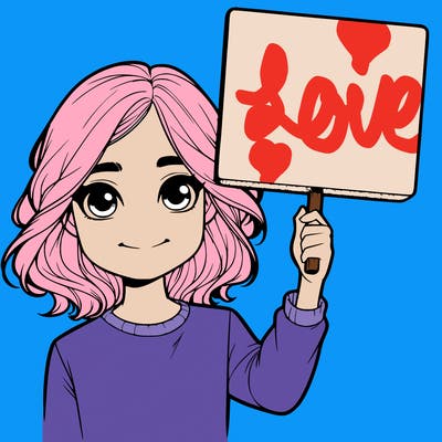 realistic girl holding up a sign