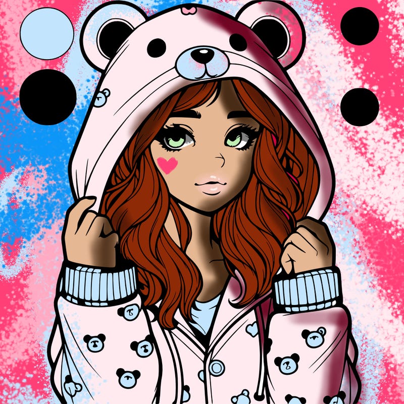 realistic girl in a animal pjs hoodie