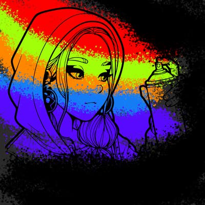 a realistic girl, spray painting