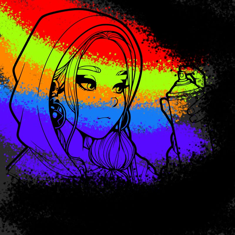 a realistic girl, spray painting