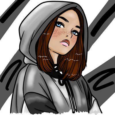 a realistic girl in a hoodie