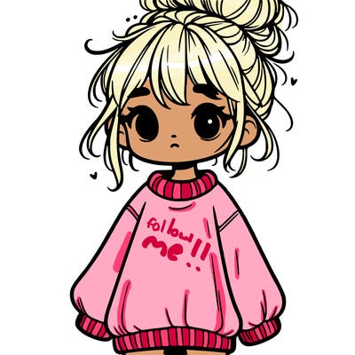 cute girl with baggy jumper and messy bun