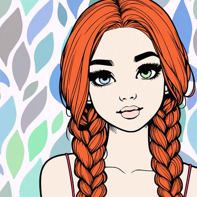 realistic girl with braids