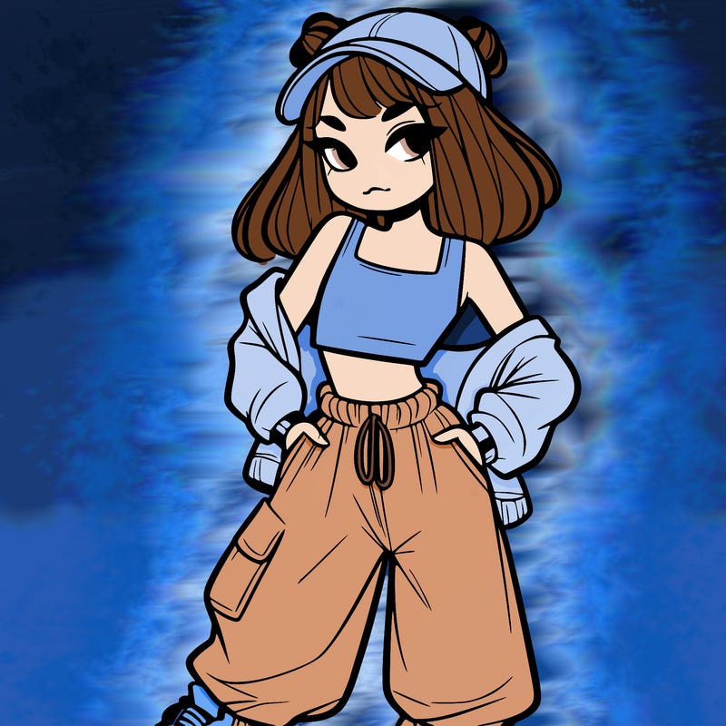 girl in crop top and baggy pants