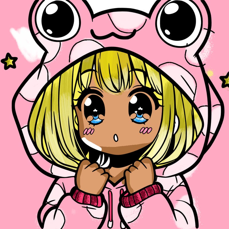 girl in in frog hoodie