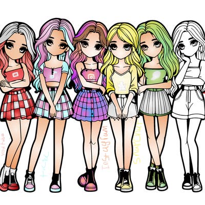 a group of girls realistic