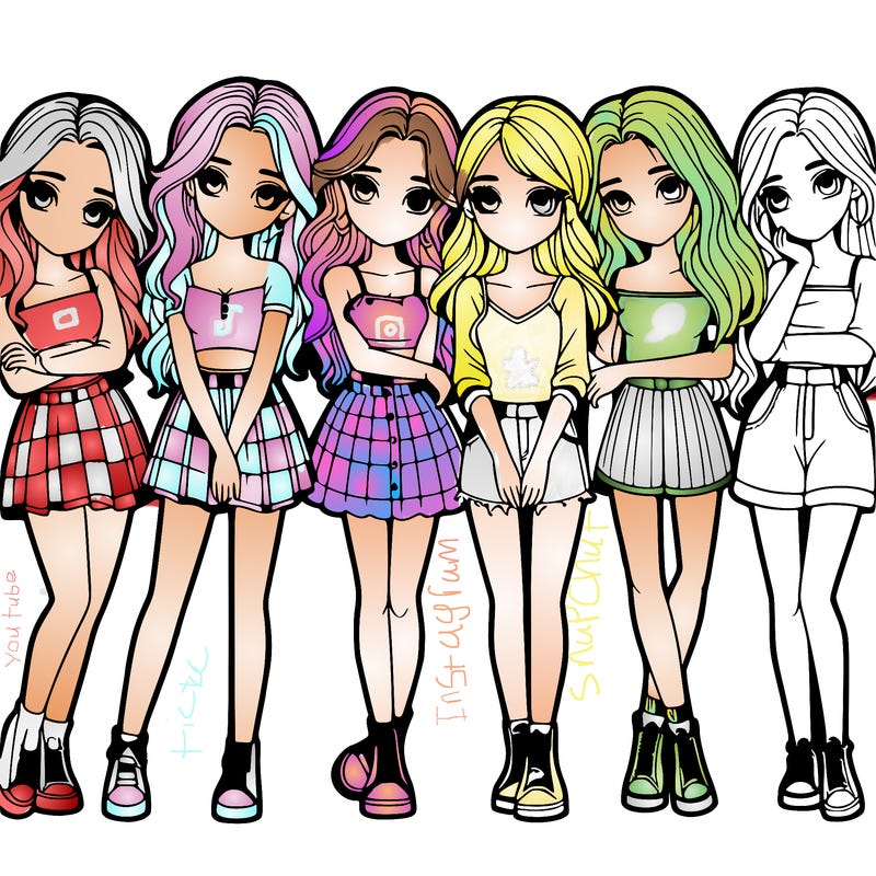 a group of girls realistic