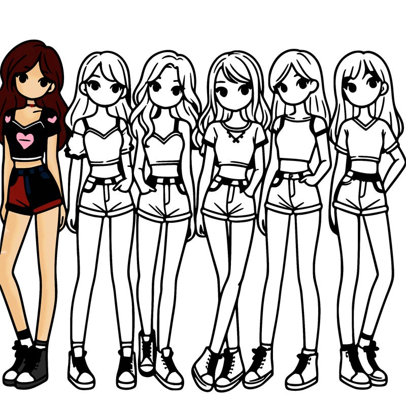 a group of girls wearing crop tops and shorts