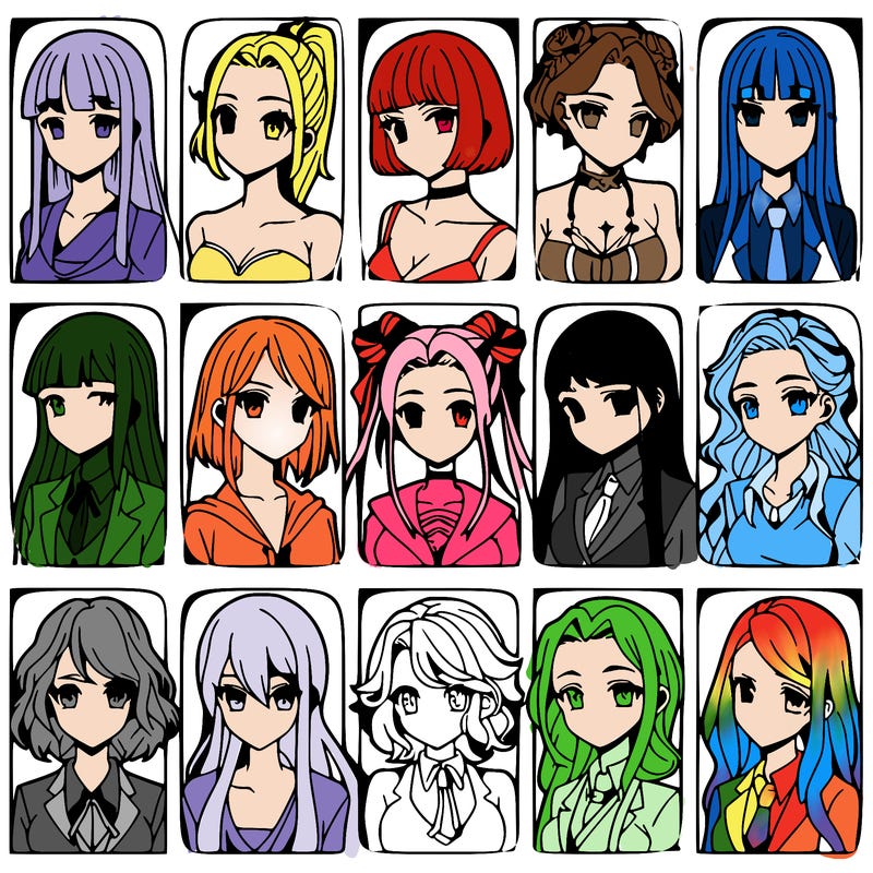 girls that look diffrent anime