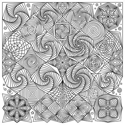 Unleash your creativity with this captivating Op Art geometric patterns coloring page. Featuring intricate designs that play tricks on the eye, it promises a truly immersive artistic experience.