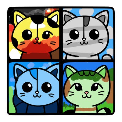 cat divided into four squares