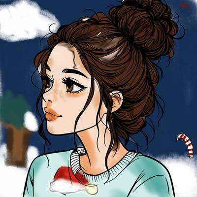 a realistic girl with a messy bun
