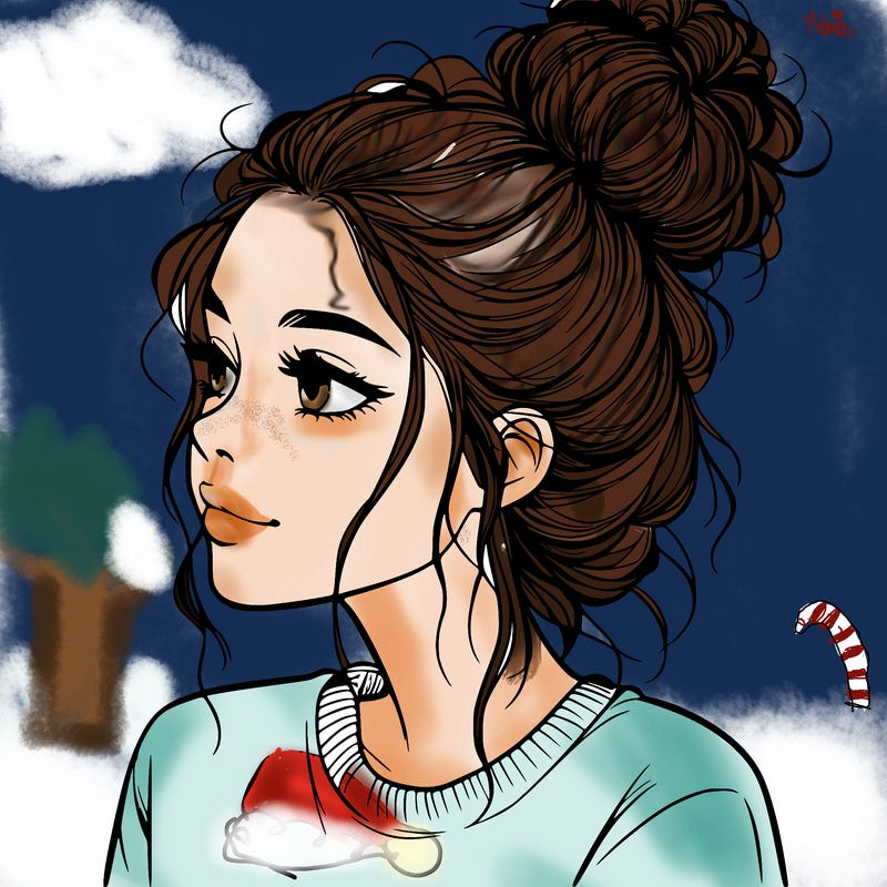 a realistic girl with a messy bun