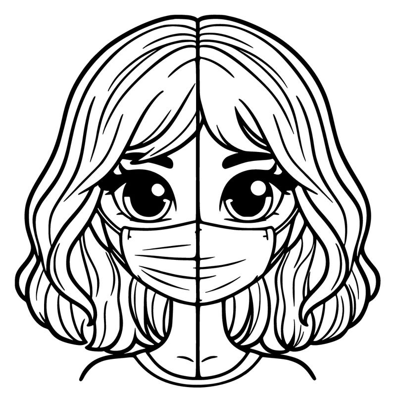 split girl with a mask