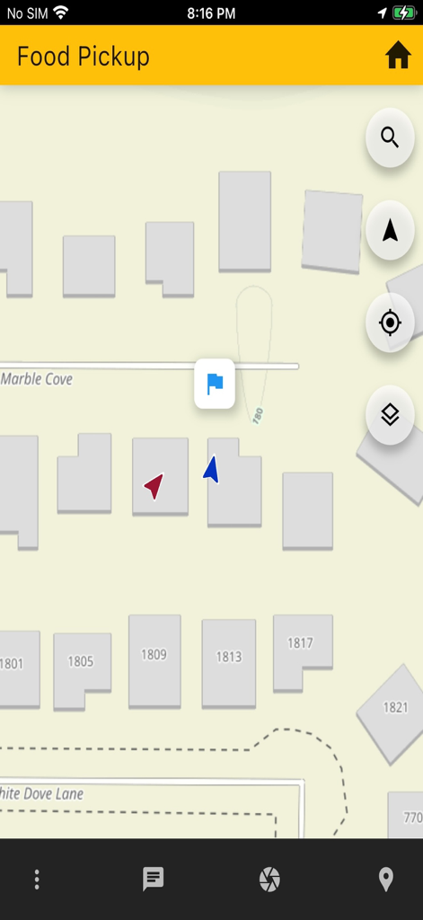 Interfaz del mapa de navegación de la aplicación Overlander que muestra el seguimiento de la ubicación del vehículo en tiempo real