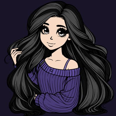 realistic girl with super long hair