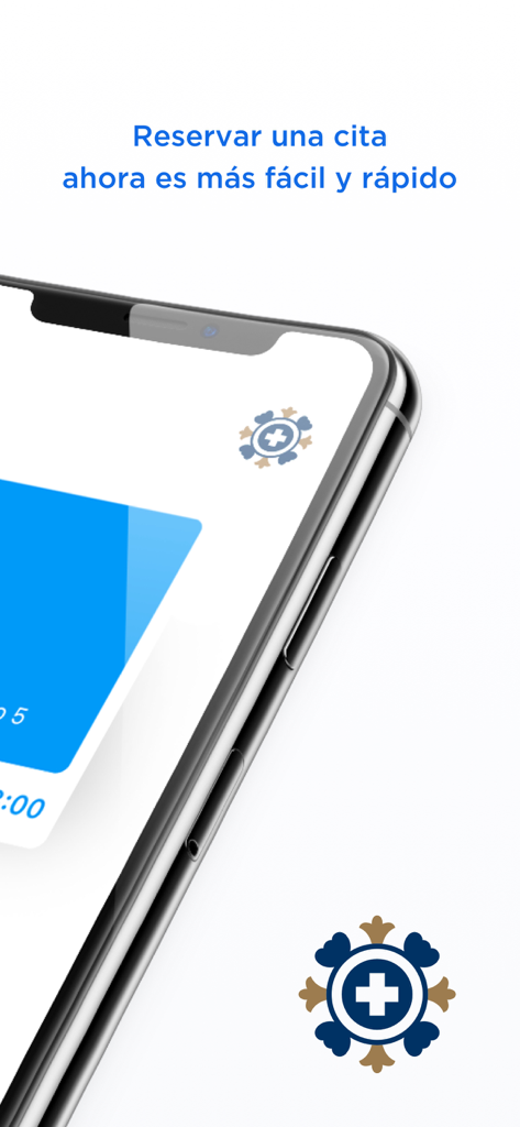 Clínica Anglo Americana - Smartphone screen showing the medical appointment booking interface for the Clinica Anglo Americana app.