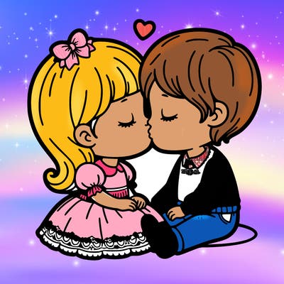 girl and boy kissing