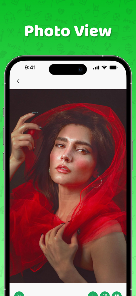 Screenshot of the Photo View feature in the Dual Messenger and Duo Web app displaying a high-quality portrait photo.