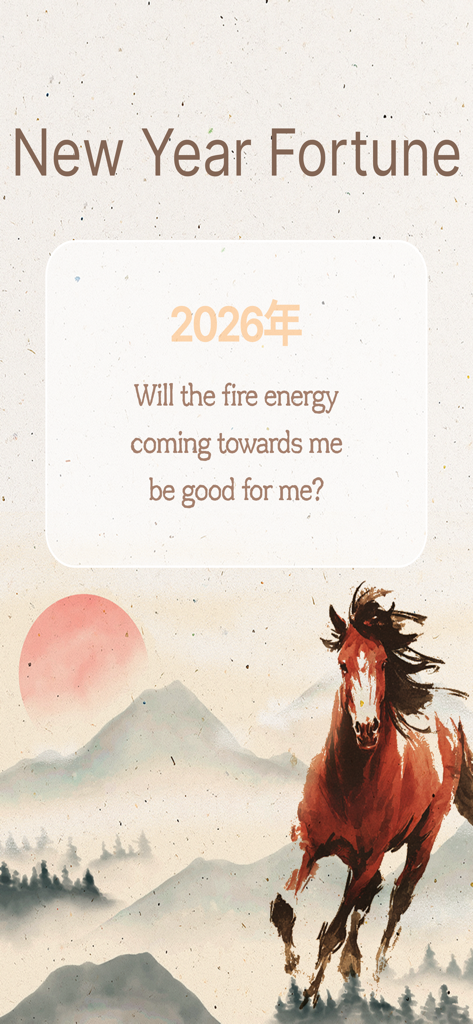 K-Saju Guide – Fortune Reading - Traditional Korean style illustration of a horse for a 2026 New Year fortune reading in the K-Saju app
