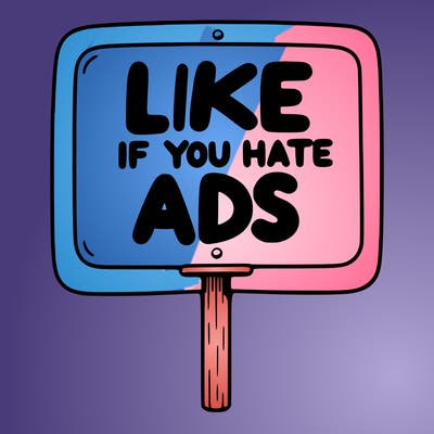 a sign that says like if you hate ads