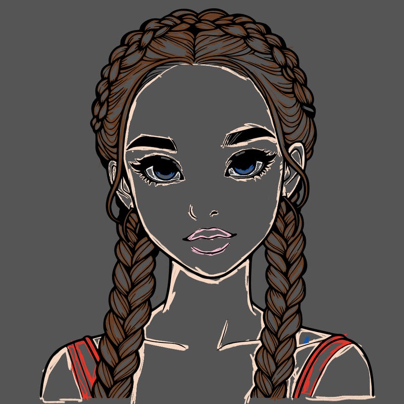 realistic girl with braids