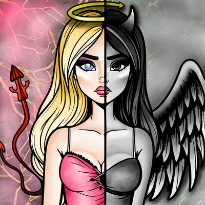 devil vs angel realistic girl