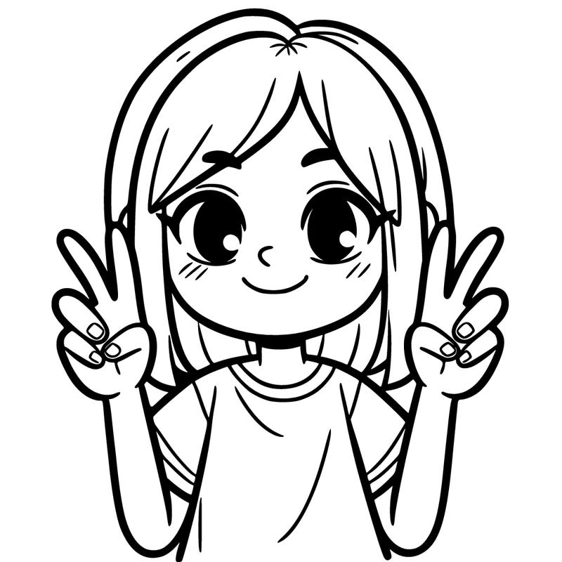 girl with a peace sign
