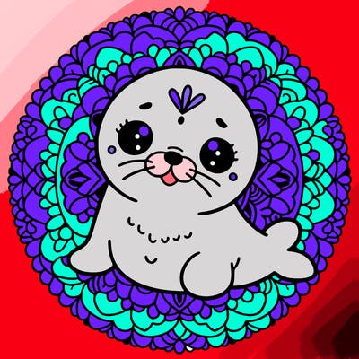 a cute baby seal mandala